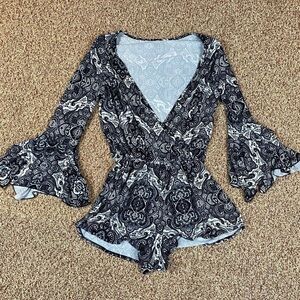 Cheryl Creations Long Sleeve Paisley Romper